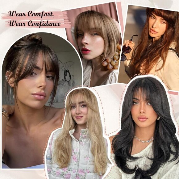 Hair Clip Brown Black Human Hair French Bangs Clip in Extensions for Women main image 8